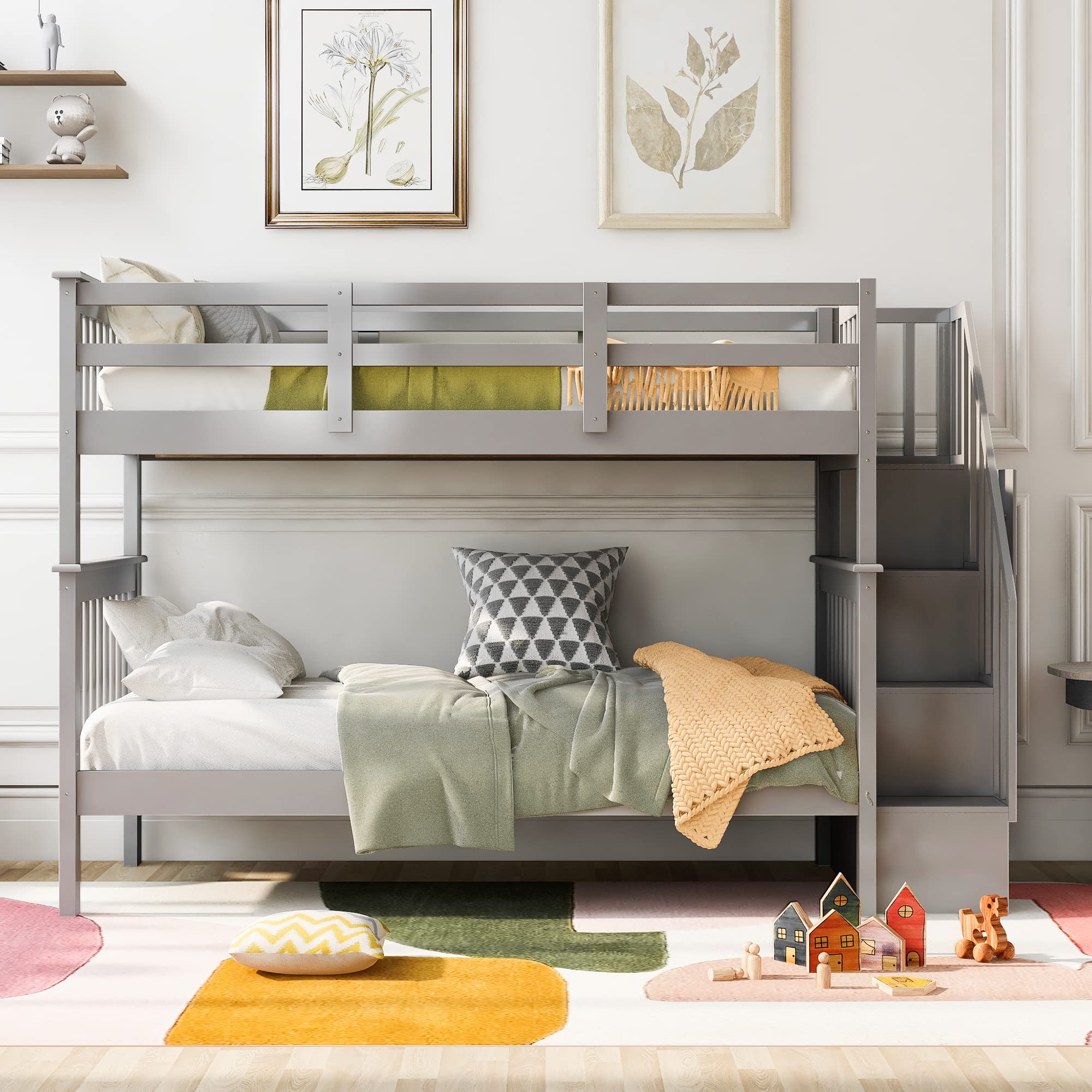 Amazon.com: Harper & Bright Designs Bunk Bed Twin Over Twin, Solid
